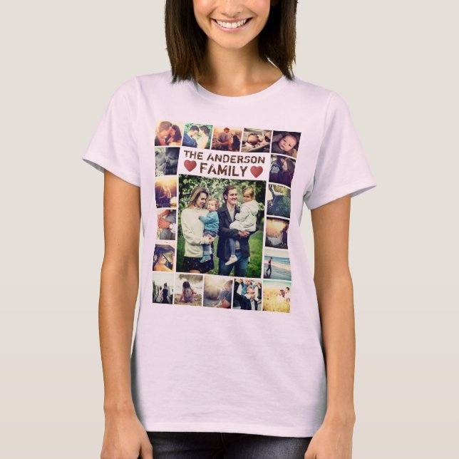 Benutzerdefinierter Foto Collage Herz und Text-T - T-Shirt (Vorderseite)