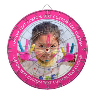 Benutzerdefinierter Foto-Dartboard & Text - Rosa U Dartscheibe