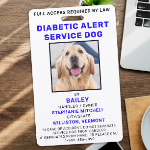 Benutzerdefinierter Foto-Diabetes-Warn-Servicehund Ausweis