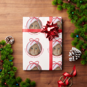 Benutzerdefinierter Foto-Familienname Weihnachten Geschenkpapier