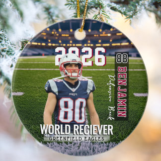 Benutzerdefinierter Foto-Footballspieler Keramik Ornament
