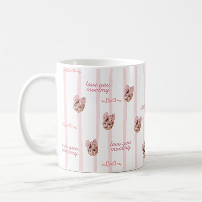 Benutzerdefinierter Foto-Mug mit süßem Bogenmuster Kaffeetasse (Links)