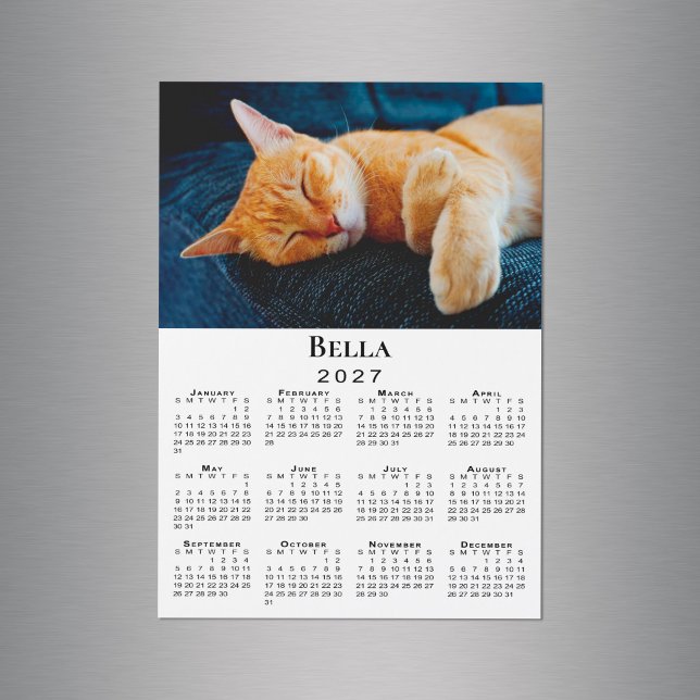 Benutzerdefinierter Foto-Name 2027 Kalender Magnet (Custom Photo Name 2027 Calendar Magnet in situ)