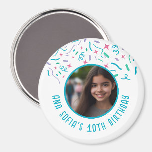 Benutzerdefinierter Foto-Name Geburtstag mit Konfe Magnet