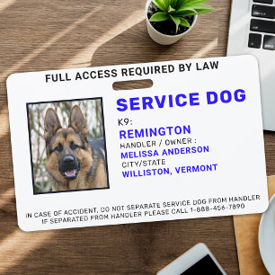 Benutzerdefinierter Foto-Servicehund-ID-Ausweis Ausweis