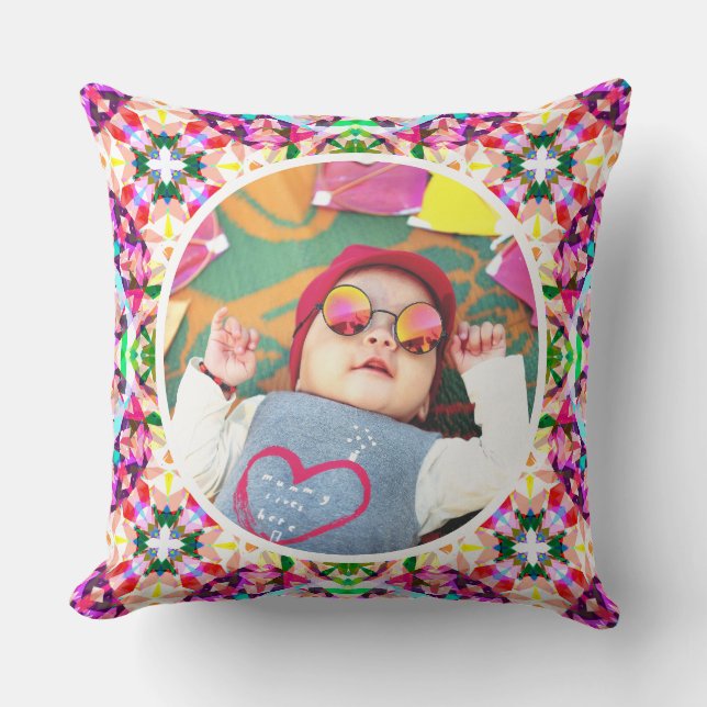 Benutzerdefinierter Foto Spaß Rosa Fröhlicher Mutt Kissen (Vorderseite)