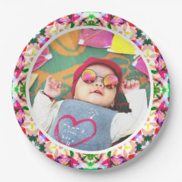 Benutzerdefinierter Foto Spaß Rosa Fröhlicher Mutt Pappteller