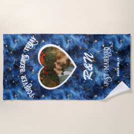 Benutzerdefinierter Foto-Text für das Hochzeithalt Strandtuch