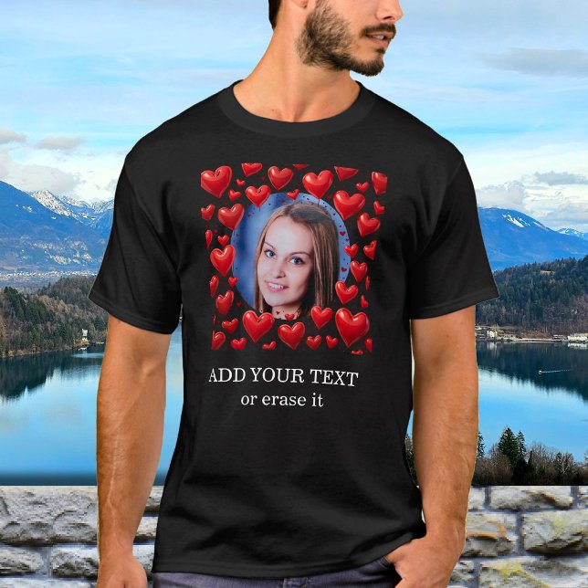 Benutzerdefinierter Foto-Text in der roten Liebe P T-Shirt (Von Creator hochgeladen)