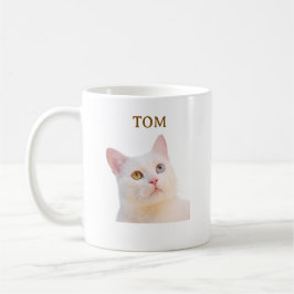 Benutzerdefinierter Foto- und Namens-Katzenporträt Kaffeetasse