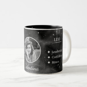 Benutzerdefinierter Foto- und Namens-Leo-Zodiac-Ta Zweifarbige Tasse