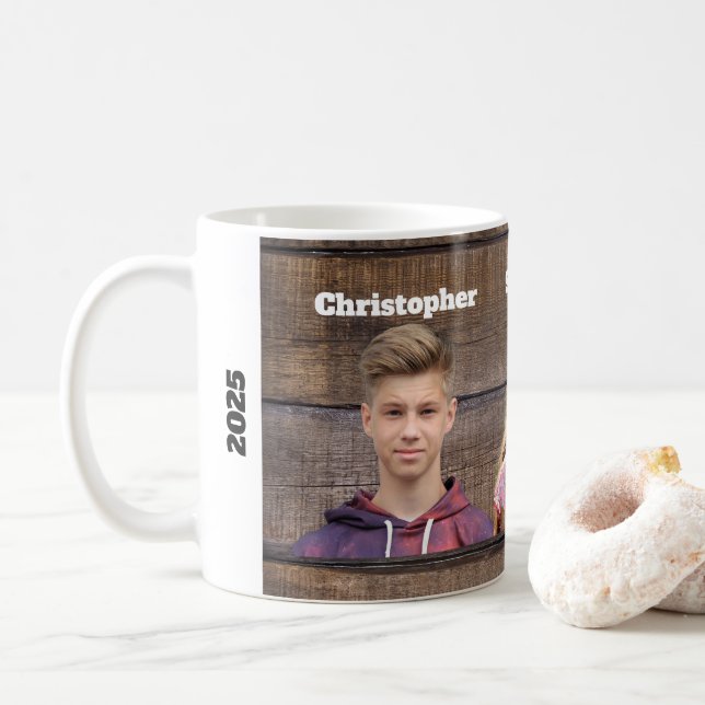 Benutzerdefinierter Fotobecher 3 Foto-Gesichter Kaffeetasse (Mit Donut)