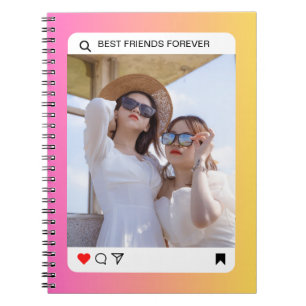 benutzerdefinierter Fototext Instagram modern rosa Notizblock