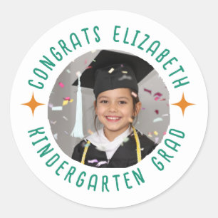 Benutzerdefinierter Fototext Kindergarten-Abschlus Runder Aufkleber