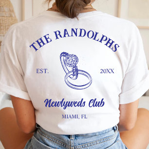 Benutzerdefinierter Frischvermählten-Club Gerade v T-Shirt