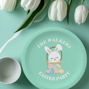 Benutzerdefinierter Frohe Ostern Hase Party Pastel Pappteller