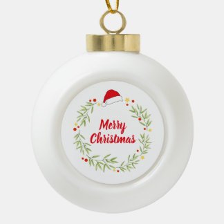 Benutzerdefinierter Frohe Weihnachten Kranz Keramik Kugel-Ornament