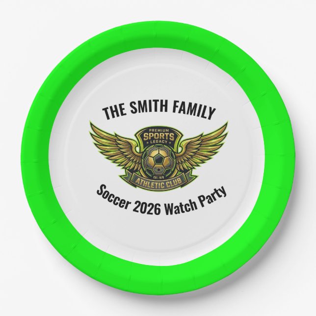 Benutzerdefinierter Fußball 2026-Überwachungsfeier Pappteller (Vorderseite)