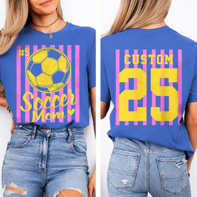 Benutzerdefinierter Fußball-Mutter-Name & -Nummer  T-Shirt (Von Creator hochgeladen)