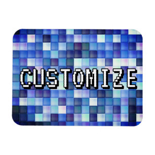 Benutzerdefinierter Gamertag Blaues 8-Bit-Pixel-Qu Magnet