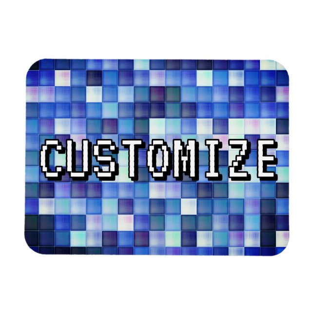 Benutzerdefinierter Gamertag Blaues 8-Bit-Pixel-Qu Magnet (Horizontal)