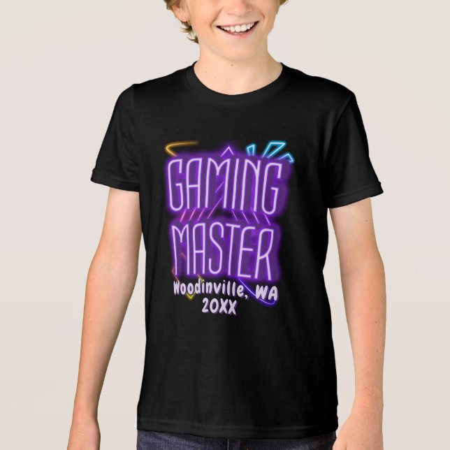 Benutzerdefinierter Gaming-Master für den Namen de Tri-Blend Shirt (Vorderseite)
