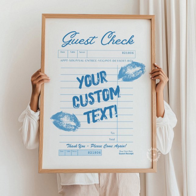 Benutzerdefinierter Gast-Karo - Personalisiertes Z Poster (Custom Guest Check – Personalized Quote Blue Poster)