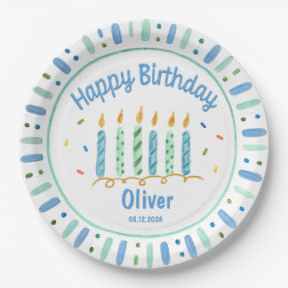 Benutzerdefinierter Geburtstag blauer Junge Papier Pappteller