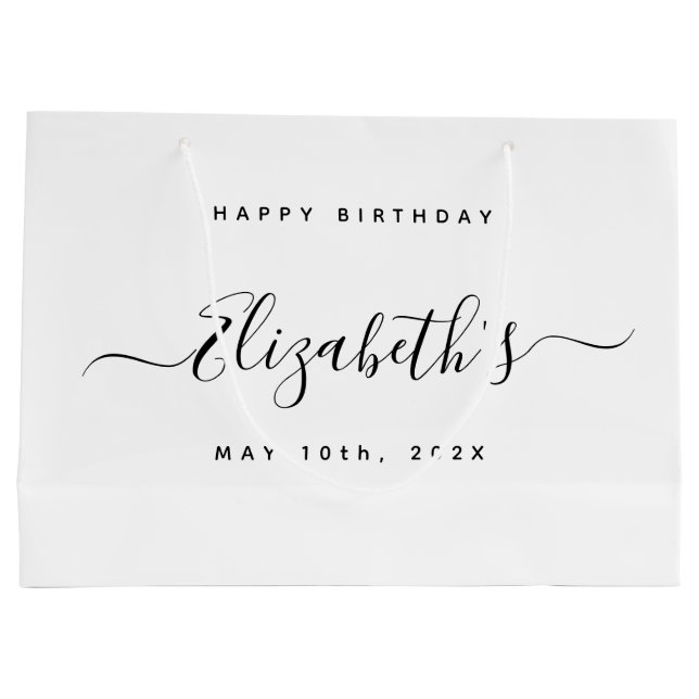 Benutzerdefinierter Geburtstag Große Geschenktüte (Rückseite)