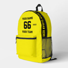 Benutzerdefinierter gelber schwarzer Name, Nummer, Bedruckter Rucksack