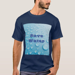Benutzerdefinierter Gerettet Wassertext Blue Basic T-Shirt