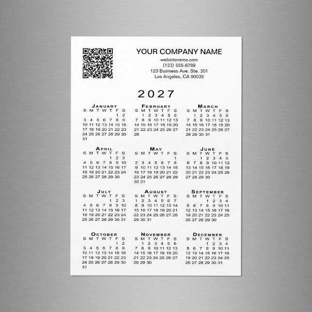 Benutzerdefinierter Geschäft- QR-Code 2027 Kalende Magnetkarte (Custom Business QR Code 2027 Calendar Magnet in situ)