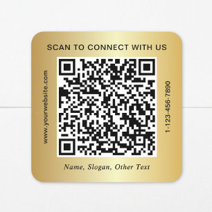 Benutzerdefinierter Geschäft- QR-Code Gold Quadratischer Aufkleber