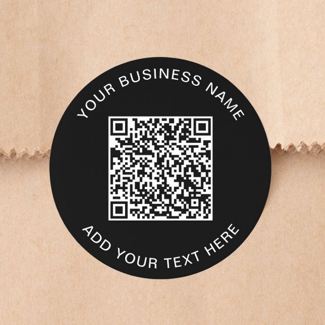 Benutzerdefinierter Geschäft- QR-Code Schwarz Runder Aufkleber (Custom Business QR Code Black Classic Round Sticker)