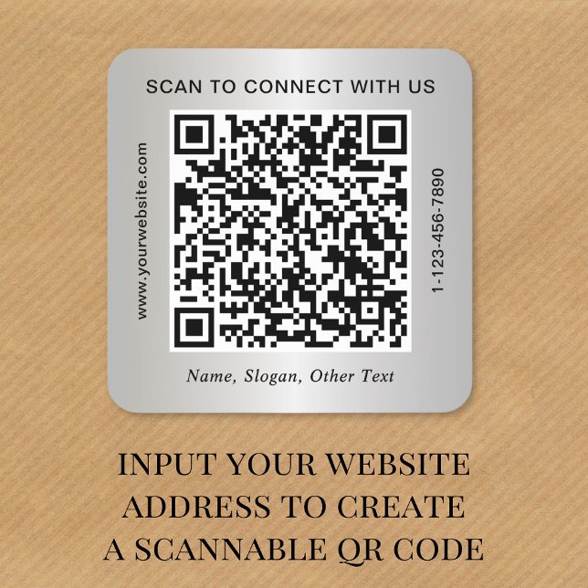 Benutzerdefinierter Geschäft- QR-Code Silber Quadratischer Aufkleber (Von Creator hochgeladen)