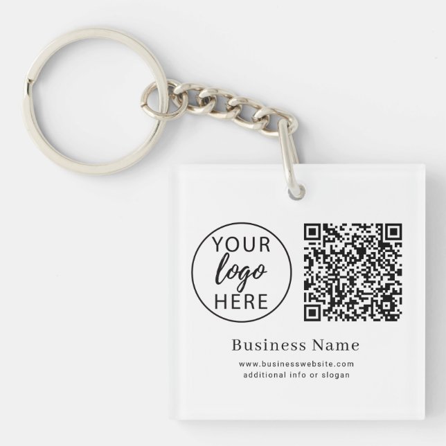 Benutzerdefinierter Geschäftslogo-QR-Code minimali Schlüsselanhänger (Vorderseite)