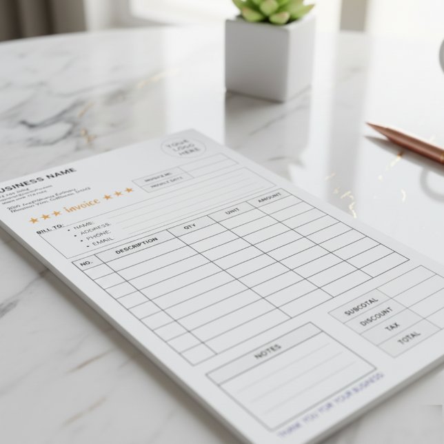 Benutzerdefinierter Geschäftslogo- & Rechnungsbest Post-it Klebezettel (Personalized Logo Small Business Invoice Receipt Notepad)