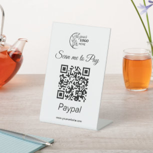 Benutzerdefinierter Geschäftslogo-Scan zum Bezahle Sockelschild