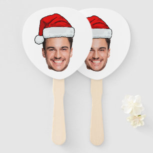 Benutzerdefinierter Gesichtsfoto Weihnachtsmann Hu Fächer