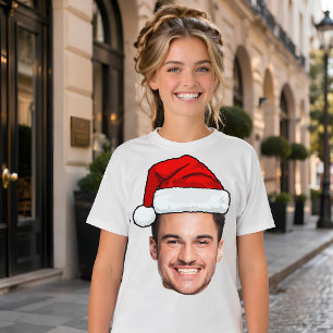Benutzerdefinierter Gesichtsfoto Weihnachtsmann Hu T-Shirt