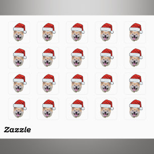 Benutzerdefinierter Gesichtshund Weihnachtsmann Hu Quadratischer Aufkleber