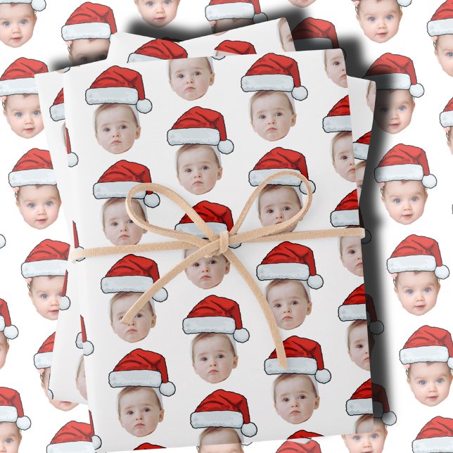 Benutzerdefinierter Gesichtskopf Foto Weihnachtsma Geschenkpapier Set (Von Creator hochgeladen)