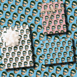 Benutzerdefinierter Gesichtskopf Hochzeit Brautpar Geschenkpapier Set