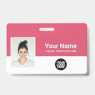 Benutzerdefinierter girly rosa Mitarbeiter-Logo-Na Ausweis
