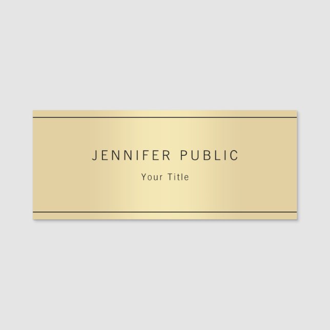 Benutzerdefinierter Glamour Gold Look Moderne eleg Namensschild (Vorderseite)