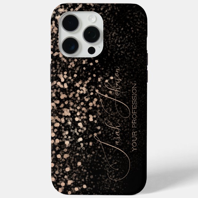 Benutzerdefinierter Gold Glitter Midnight Black Case-Mate iPhone Hülle (Rückseite)