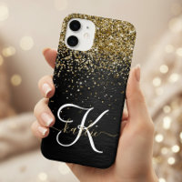 Benutzerdefinierter Gold Glitter Schwarz Glanz Mon