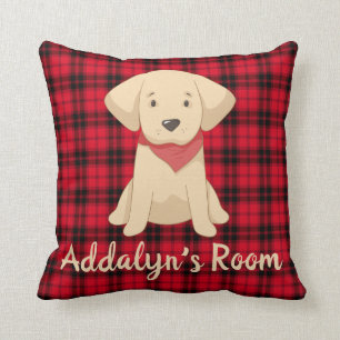 Benutzerdefinierter Golden Retriever Welpe Roter B Kissen