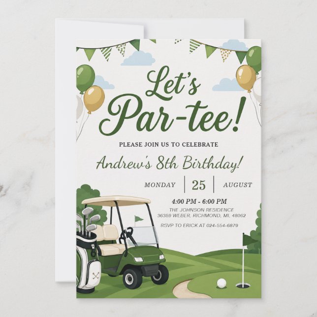 Benutzerdefinierter Golf-Geburtstag Einladung (Vorderseite)