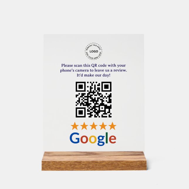 Benutzerdefinierter Google Reviews QR-Code Unterne Acrylschild (Vorderseite)